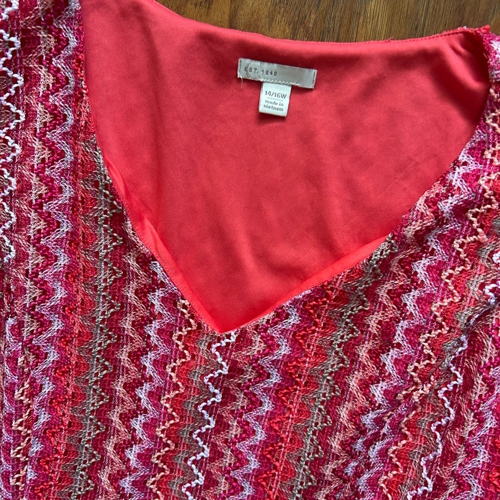 Multicolored Pink Chevron Patterned Sleeveless Mi… - image 2